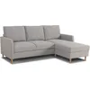 Image de Canapé dangle fixe 3 places CHIPY - Tissu gris souris - Réversible - L 192 x P 137 x H 82 cm - Pieds bois naturel