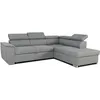 Image de Canapé dangle convertible réversible avec coffre - 5 places - DAYTONA - Tissu gris - 260 x 77 / 94 x 216 cm