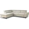 Image de Canapé dangle convertible réversible avec coffre - 5 places - KASIMIR - Tissu beige - 258 x 79/98 x 219 cm