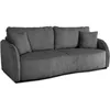 Image de Canapé convertible 3 places - BARI - Velours cotelé - Anthracite - Coffre de rangement - 215 x 89 x 100 cm