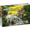 Image de Puzzle Jigsaw de 1000 pièces pour adultes - Finition mate, toucher doux, pièces robustes et uniques, ajustement serré, couleurs vives, service de pièces manquantes - Paysage rural avec cabine de