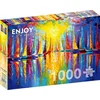Image de Jigsaw Puzzle de 1000 pièces pour adultes   Finition mate, toucher doux, pièces solides et uniques, ajustement serré, couleurs vives, service de pièces manquantes   Paysage marin avec bateaux