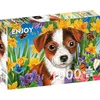 Image de Jigsaw Puzzle de 1000 pièces pour adultes   Finition mate, toucher doux, pièces solides et uniques, ajustement serré, couleurs vives, service de pièces manquantes   Chiot mignon dans un jardin de