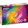 Image de Puzzle Jigsaw de 1000 pièces pour adultes   Finition mate, toucher doux, pièces solides et uniques, coupe ajustée, couleurs vives, service de pièces manquantes   Mandala arc-en-ciel abstrait en