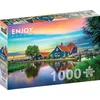 Image de Puzzle Jigsaw de 1000 pièces pour adultes - Finition mate, toucher doux, pièces robustes et uniques, ajustement serré, couleurs vives, service de pièces manquantes - Maison de ferme hollandaise et