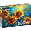 Image de Puzzle 1000 pièces pour Adultes - Jardin de tournesols en Fleurs, Peinture à l'huile | Finition Mate antireflet | Puzzle Amusant et exigeant | 68 x 48 cm | Cadeau Original | Enjoy