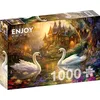 Image de Puzzle 1000 pièces pour Adultes - Cygnes, étang Fleuri et Maison de forêt | Finition Mate antireflet | Puzzle Amusant et exigeant | 68 x 48 cm | Cadeau Original | Enjoy