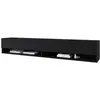 Image de Meuble TV Lowboard A 140/180 cm, Meuble TV avec éclairage LED en option, Deux étagères, Meuble TV Pendentif, Couleur Noir (180 cm)