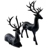 Image de HOZZAVOX Ensemble de 2 Figurines décoratives de Noël représentant des Rennes, des Cerfs et des élans. Grandes Sculptures animales en résine(C)