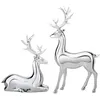 Image de HOZZAVOX Ensemble de 2 Figurines décoratives de Noël représentant des Rennes, des Cerfs et des élans. Grandes Sculptures animales en résine(B)