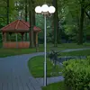 Image de Lindby, luminaire d'extérieur Samuel, 218 cm, à 3 lampes, sphérique, E27, IP44