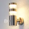Image de Lindby Applique d'extérieur LED Lanea, 22 cm, acier inoxydable, capteur
