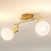 Image de Lindby plafonnier Elaina, 30 cm, à 2 lampes, laiton, verre, E14