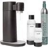 Image de Mysoda Toby Kit de purification d'eau en composite de bois renouvelable avec cylindre de CO2 et bouteilles en plastique sans BPA Quick-Connect de 1 l+0,5 l Noir