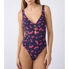 Image de Etam - Maillot de bain 1 pièce sans armature Baila Imprimé rouge fond marine S