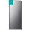 Image de Hisense RR220D4BDE Réfrigérateur autoportant rétro 165 litres avec bac à glace 4 étoiles Dégivrage automatique Porte-bouteilles à vin Argenté Classe E 128 x 51,9 x