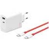 Image de Oneplus 120w Dual Ports Supervooc Adapter + Cable (typE-C + TypE-A) - White