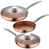 Image de Poêles antiadhésives Lot de 3 poêles de 20, 24 et 28 cm de diamètre et 2 couvercles En aluminium pressé Revêtement Multiclad Tous types de cuisinières