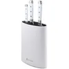 Image de BERGNER NATURALLY - Set de 4 couteaux en acier inoxydable - Bloc inclus - Finition polie mate - Poignées en TPR blanc avec 3 rivets - Design sûr et élégant