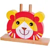 Image de Classic World Ensemble de puzzle en bois avec blocs de lion, tri, empilable, jouet éducatif et développemental, comprend 12 pièces, 1 base avec 4 chevilles, 5 cartes d'instructions (français non