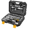 Image de INGCO HKTS12251 Coffret de Douilles 25 Pièces 1/2" Professionnel | Acier Chrome-Vanadium Cr-V 6 Pans | Clé à Cliquet, Rallonges et Valise Pro