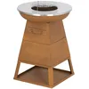Image de BALI OUTDOORS Braséro Plancha Rouillé en bois extérieur Cheminée Jardin
