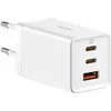 Image de Baseus Travel Charger GaN5 Pro Fast Wall Charger, C+C+U, QC, AFC, PD 65W with Type-C to Type-C (100W) 1m, White EU (CCGP120202)