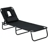 Image de HOMCOM Transat de Jardin Chaise Longue Pliante Bain de Soleil pour Lecture Noir