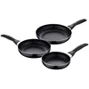 Image de Set 3pc poêles à frire (16,20,24cm) alu pressé aluminium, convient pour induction Marine noir
