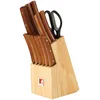 Image de Lot & bloc 13 pièces de couteaux naturels Bergner BG-8911-MM|Couteau de chef, couteau à pain, couteau à découper, couteau tout-usage, couteau à légumes, ciseaux, six couteaux à steak & bloc bois