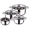 Image de casserole Ø16 x 7,5 cm avec couvercle de Ø18 x 8,5 Ø 20 x 9,5 et Ø24 x 11,5 cm, induction, collection Cassel, 7 pièces