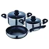 Image de Faitouts Lot de 5 En aluminium pressé Lot de faitouts de 2,4L et 1,5L et poêle antiadhésive de 22cm Convient à tous les types de cuisinières.