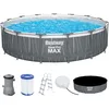 Image de Bestway Steel Pro Max Kit Piscine Hors Sol Ronde avec Lampe LED - 457 cm x 457 cm x 107 cm - Gris