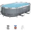 Image de Kit Piscine hors sol tubulaire BESTWAY - Steel Pro MAX  - 427 x 250 x 100 cm - Ovale (Avec filtre à cartouche cartouche et échelle)