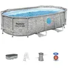 Image de Kit Piscine hors sol tubulaire BESTWAY - Steel Pro MAX - 427 x 250 x 100 cm - Ovale (Filtre à cartouche échelle bâche 1 cartouche
