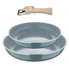 Image de BERGNER - Set 2 Poêles (22+26 cm) avec Poignée amovible - Aluminium pressé - Revêtement intérieur gris - Compatible induction - Vert