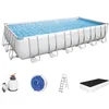 Image de Bestway Frame Pool Power Steel Set, Gris Clair, Pompe à Filtre à Sable Rectangulaire + Accessoires 56475, Gris, 732 x 366 x 132 cm