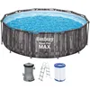 Image de BESTWAY Piscine hors sol SteelPro Max ronde Decor bois, 366 x 100 cm, filtre a cartouche, echelle, diffuseur Chemconnect