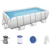 Image de Bestway Power Steel Frame Kit Piscine avec Pompe de Filtration 404 x 201 x 100 cm Gris Clair Carré