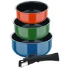 Image de Bergner Click&Cook Lot de 3 casseroles Ø16Ø18Ø20cm Aluminium pressé en 3 couleurs + poignée amovible