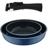 Image de Bergner Click&Cook Lot de 2 poêles Ø22Ø26 cm en fonte d'aluminium bleu + manche amovible