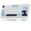 Image de AULA F75 Clavier mécanique sans fil 75 %, clavier crémeux remplaçable à chaud, commutateurs pré-lubrifiés, 2,4 GHz/Type-C/BT5.0, claviers de jeu rétroéclairés RVB (blanc et bleu)