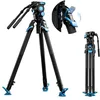 Image de SIRUI SVT75 Lite+SVH15 Kit Trépied Vidéo en Fibre de Carbone, Kit Trépied Vidéo de 153 cm avec Tête Fluide Hydraulique Amortissement sans Crans, Équilibrage 7+0 Niveaux, Charge Max de 15kg