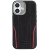 Image de Audi R8 Étui en cuir véritable compatible avec MagSafe pour iPhone 17 (noir et rouge)
