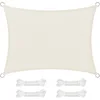 Image de SONGMICS Voile d’Ombrage 3 x 4 m, Protection Solaire en Tissu HDPE, Respirant, Perméable à l’Eau, pour Terrasse, Jardin, Balcon, Camping, Rectangulaire, Concave, Cordes de 2 m, Beige GSS34IVV1