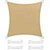 Image de SONGMICS Voile d’Ombrage 5 x 5 m, Protection Solaire en Tissu HDPE, Respirant, Perméable à l’Eau, pour Terrasse, Jardin, Balcon, Camping, Carré, Concave, Cordes de 2 m, Jaune Sable GSS55EYV1