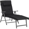 Image de SONGMICS Chaise Longue, Bain de Soleil avec Matelas d’Un épaisseur de 6cm, en Alu Anti-Rouille, Respirant, Inclinable, Charge Max 150 kg, Noir GCB24BK