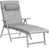 Image de SONGMICS Chaise Longue, Bain de Soleil avec Matelas d Une épaisseur de 6 cm, Appui-tête Amovible, en Alu Anti-Rouille, Respirant, Inclinable, Charge Max 150 kg, Gris GCB24GY