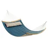 Image de SONGMICS Hamac Double Rembourré, Hamac Matelassé, avec Barres Incurvées Démontable en Bambou, avec Oreiller, 200 x 140 cm, Capacité de Charge 225 kg, Bleu et Beige GDC34QW