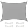 Image de SONGMICS Voile d’Ombrage 3 x 4 m, Protection Solaire en Tissu HDPE, Respirant, Perméable à l’Eau, pour Terrasse, Jardin, Balcon, Camping, Rectangulaire, Concave, Cordes de 2 m, Gris Clair GSS34QY